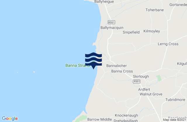 Banna Strand, Ireland tide times map