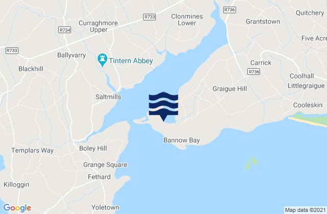 Bannow Island, Ireland tide times map
