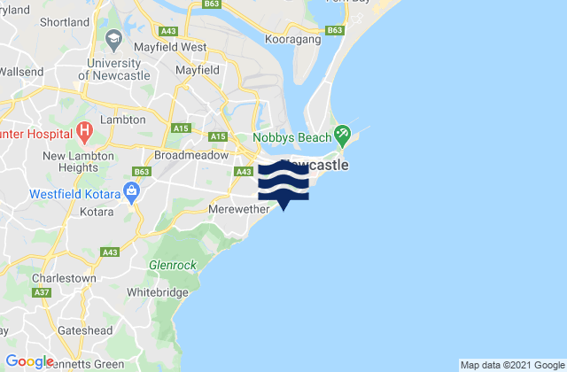 Bar Beach, Australia tide times map