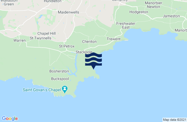 Barafundle Bay Beach, United Kingdom tide times map