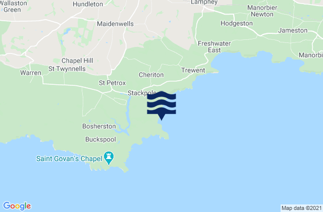 Barafundle Bay, United Kingdom tide times map