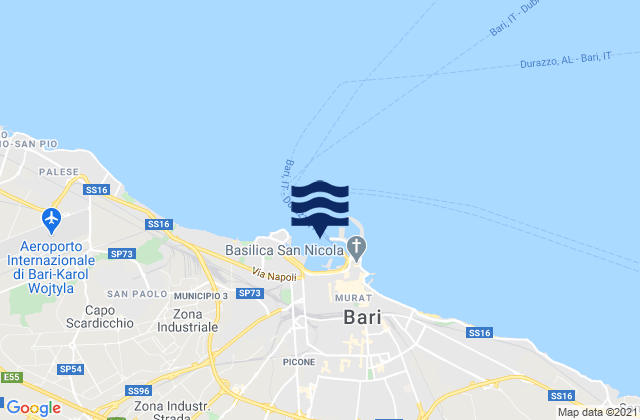 Bari Port, Italy tide times map