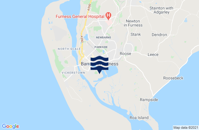 Barrow in Furness, United Kingdom tide times map