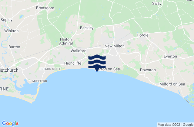 Barton on Sea, United Kingdom tide times map