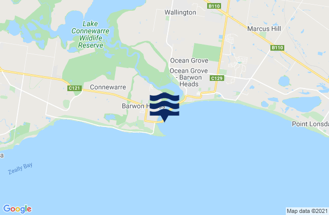 Barwon Heads, Australia tide times map