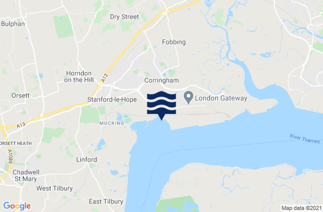 Basildon, United Kingdom tide times map
