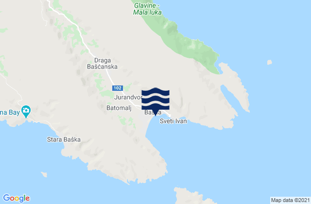 Baska, Croatia tide times map