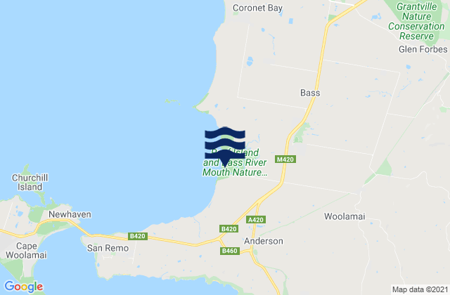 Bass Coast, Australia tide times map
