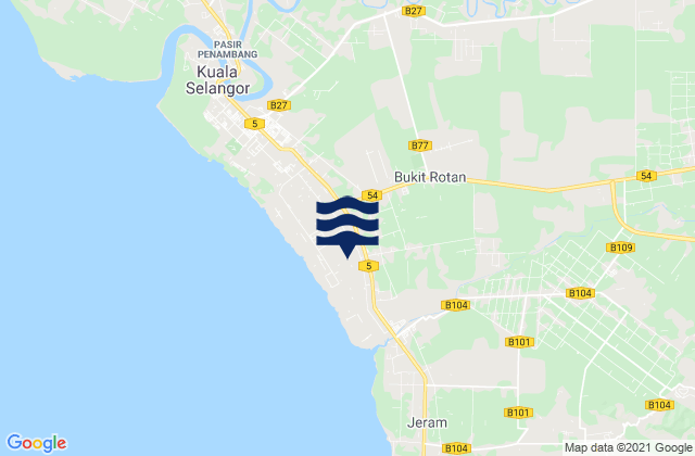 Batang Berjuntai, Malaysia tide times map