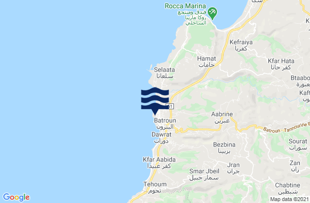 Batroun, Lebanon tide times map