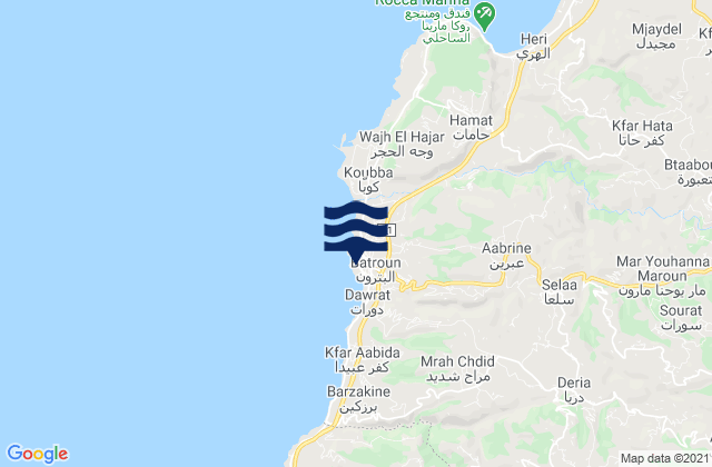 Batroun or Colonel, Lebanon tide times map