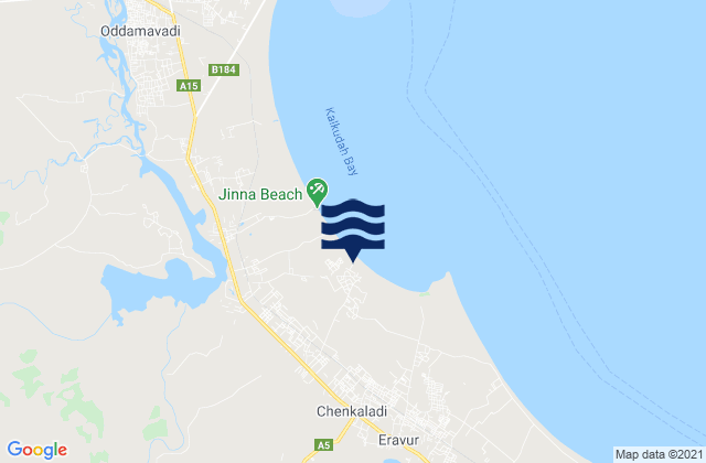 Batticaloa District, Sri Lanka tide times map