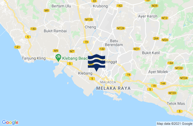 Batu Berendam, Malaysia tide times map