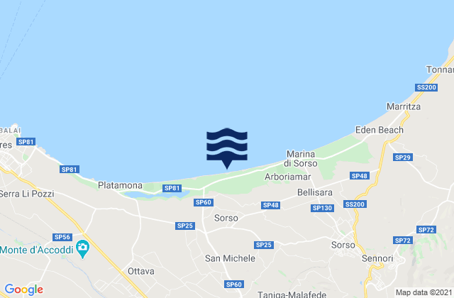 Bau Bau Beach, Italy tide times map