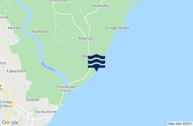 Bawdsey, United Kingdom tide times map