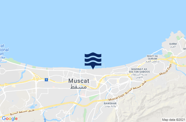 Bawshar, Oman tide times map