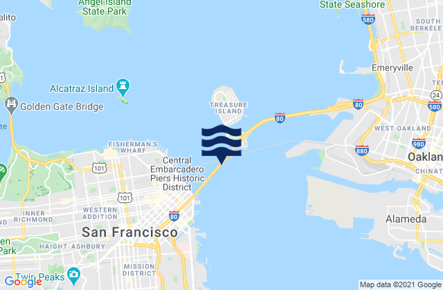 Bay Bridge Pier D, United States tide chart map