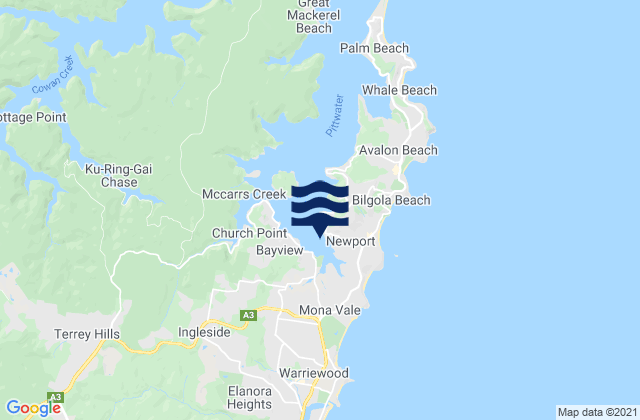 Bay View, Australia tide times map