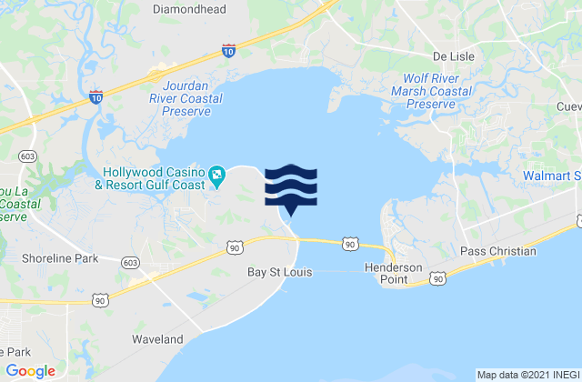 Bay Waveland Yacht Club, United States tide chart map