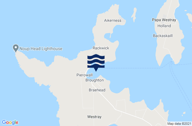 Bay of Pierowall, United Kingdom tide times map