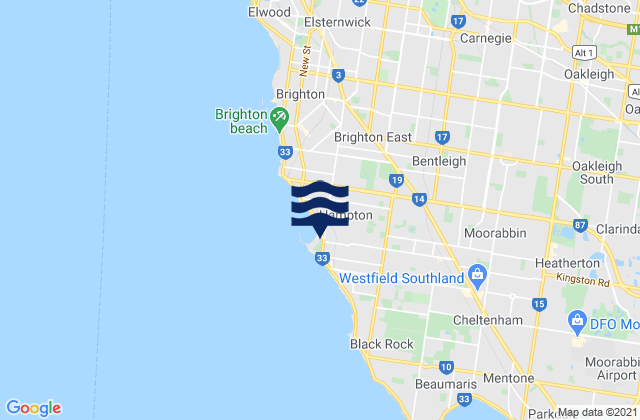 Bayside, Australia tide times map