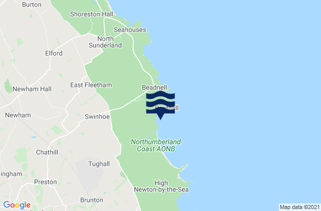 Beadnell Bay Beach, United Kingdom tide times map