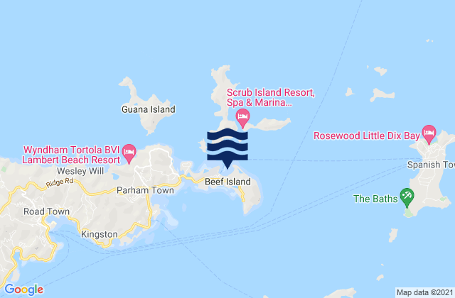 Beef Island, British Virgin Islands tide times map
