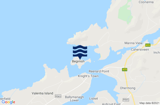 Beginish Island, Ireland tide times map
