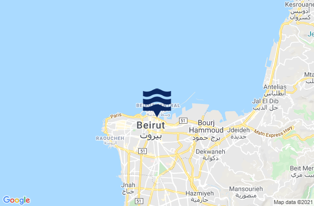 Beirut, Lebanon tide times map