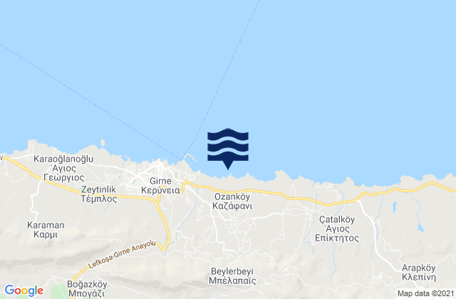 Belapais, Cyprus tide times map