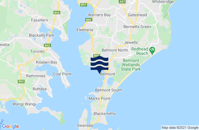 Belmont Bay, Australia tide times map