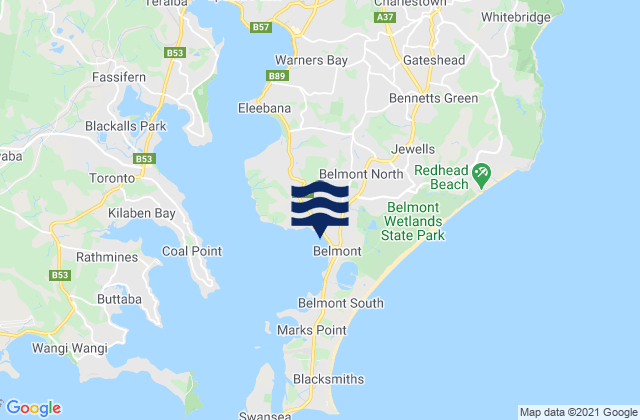 Belmont, Australia tide times map