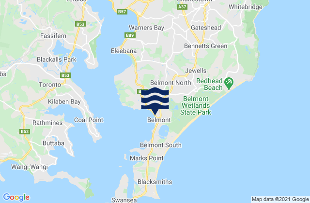 Belmont North, Australia tide times map