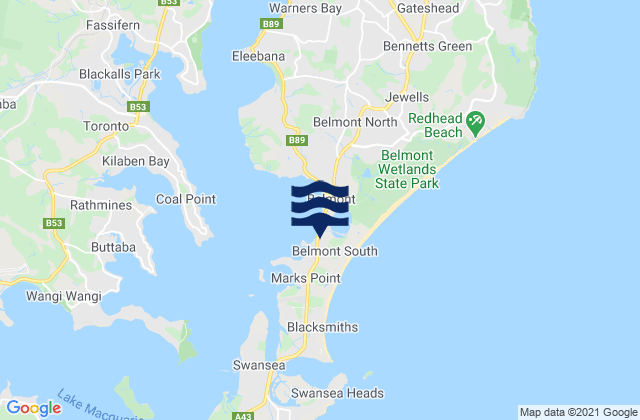 Belmont South, Australia tide times map
