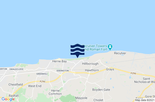 Beltinge Bay, United Kingdom tide times map