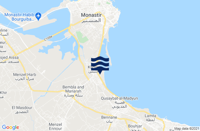 Bembla, Tunisia tide times map