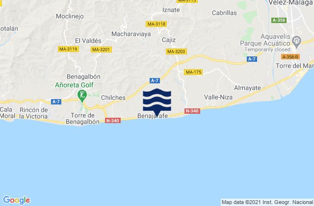 Benamargosa, Spain tide times map