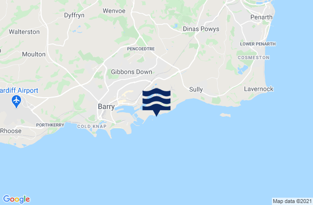 Bendricks Beach, United Kingdom tide times map