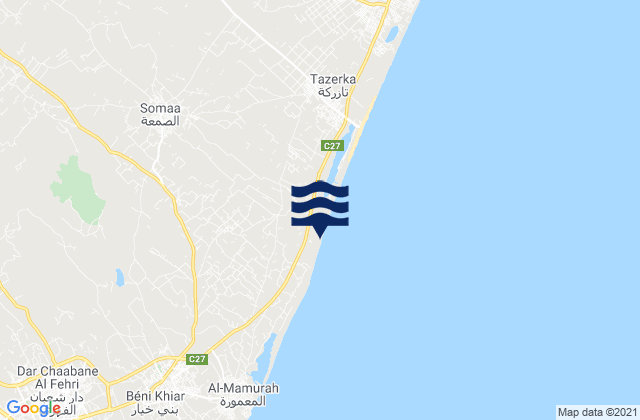 Beni Khiar, Tunisia tide times map