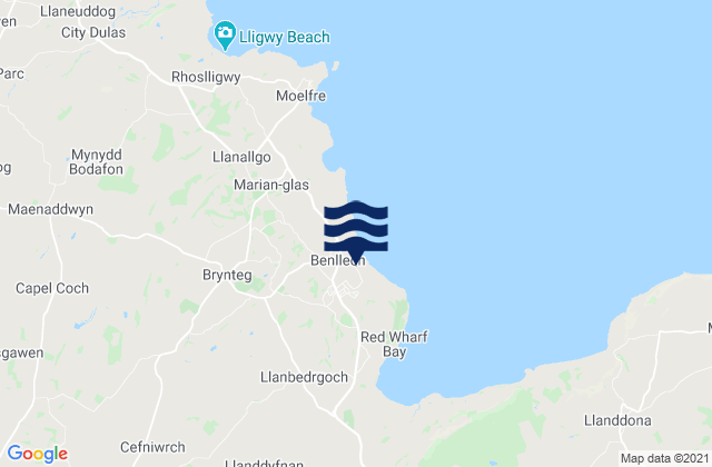 Benllech Bay, United Kingdom tide times map