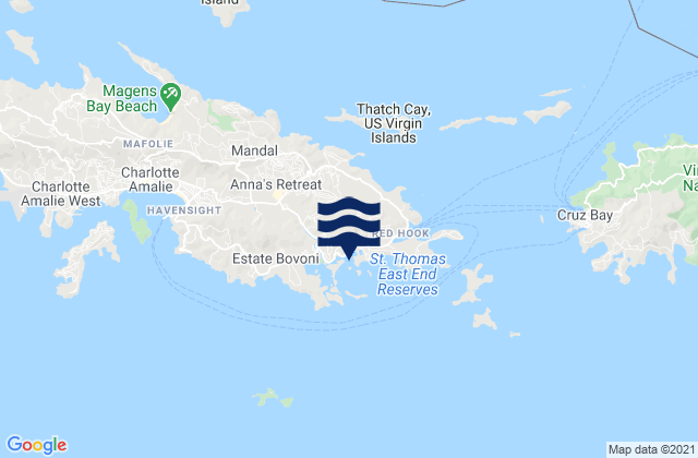 Benner Bay, Saint Thomas, U.S. Virgin Islands tide times map