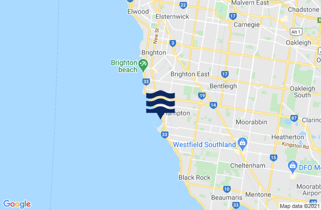 Bentleigh, Australia tide times map