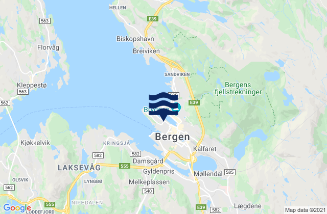 Bergen Port, Norway tide times map