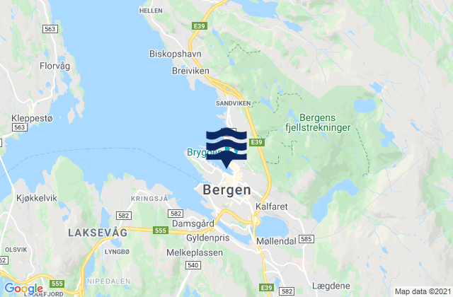 Bergen, Norway tide times map