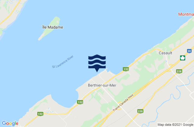 Berthier, Canada tide times map