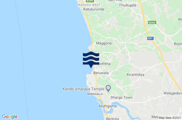 Beruwala, Sri Lanka tide times map