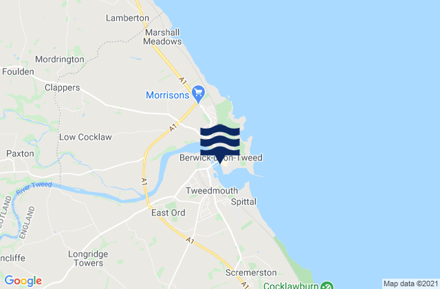 Berwick-Upon-Tweed, United Kingdom tide times map
