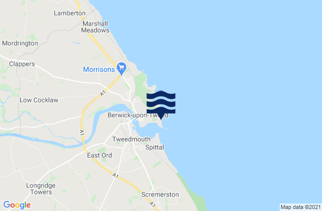 Berwick Beach, United Kingdom tide times map