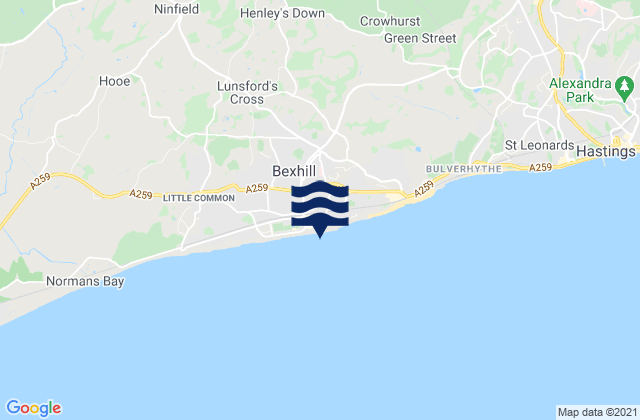 Bexhill-on-Sea, United Kingdom tide times map