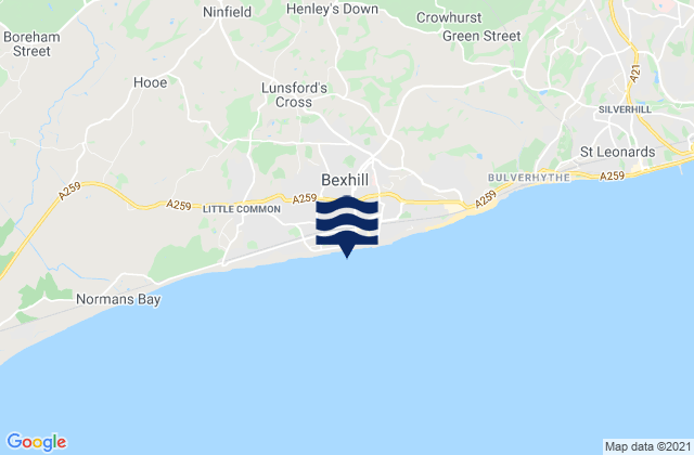 Bexhill Beach, United Kingdom tide times map